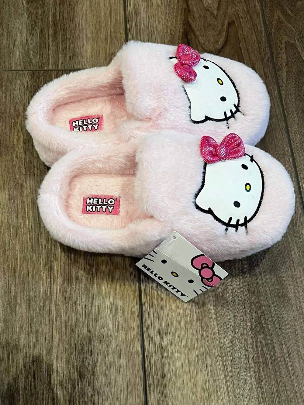 Hello Kitty Plush Pink Slippers with Bow